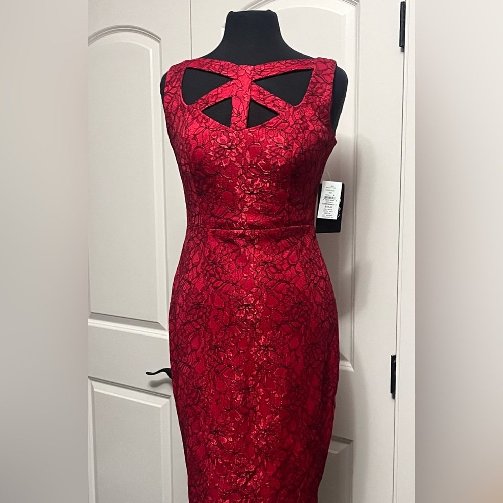 Jax Red Floral Lace Midi Dress